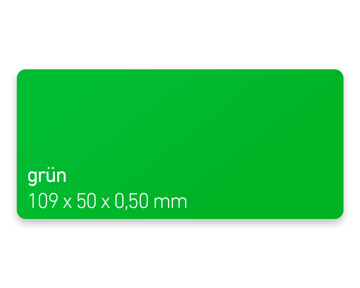 Plastikkarten, 109 x 50 x 0,50 mm, grün, 450 Karten pro Pack