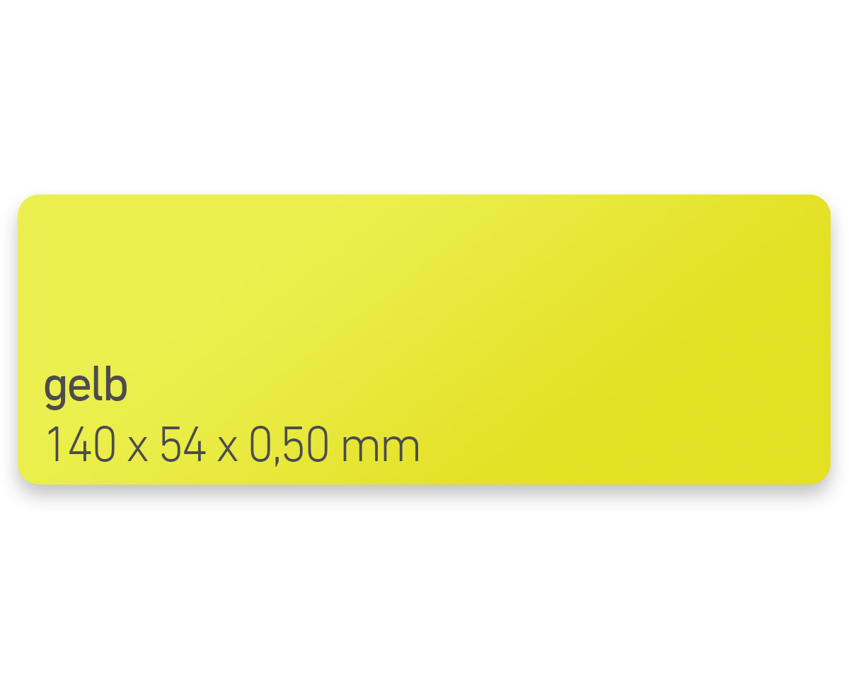 Plastikkarten, 140 x 54 x 0,50 mm, gelb, 450 Karten pro Pack