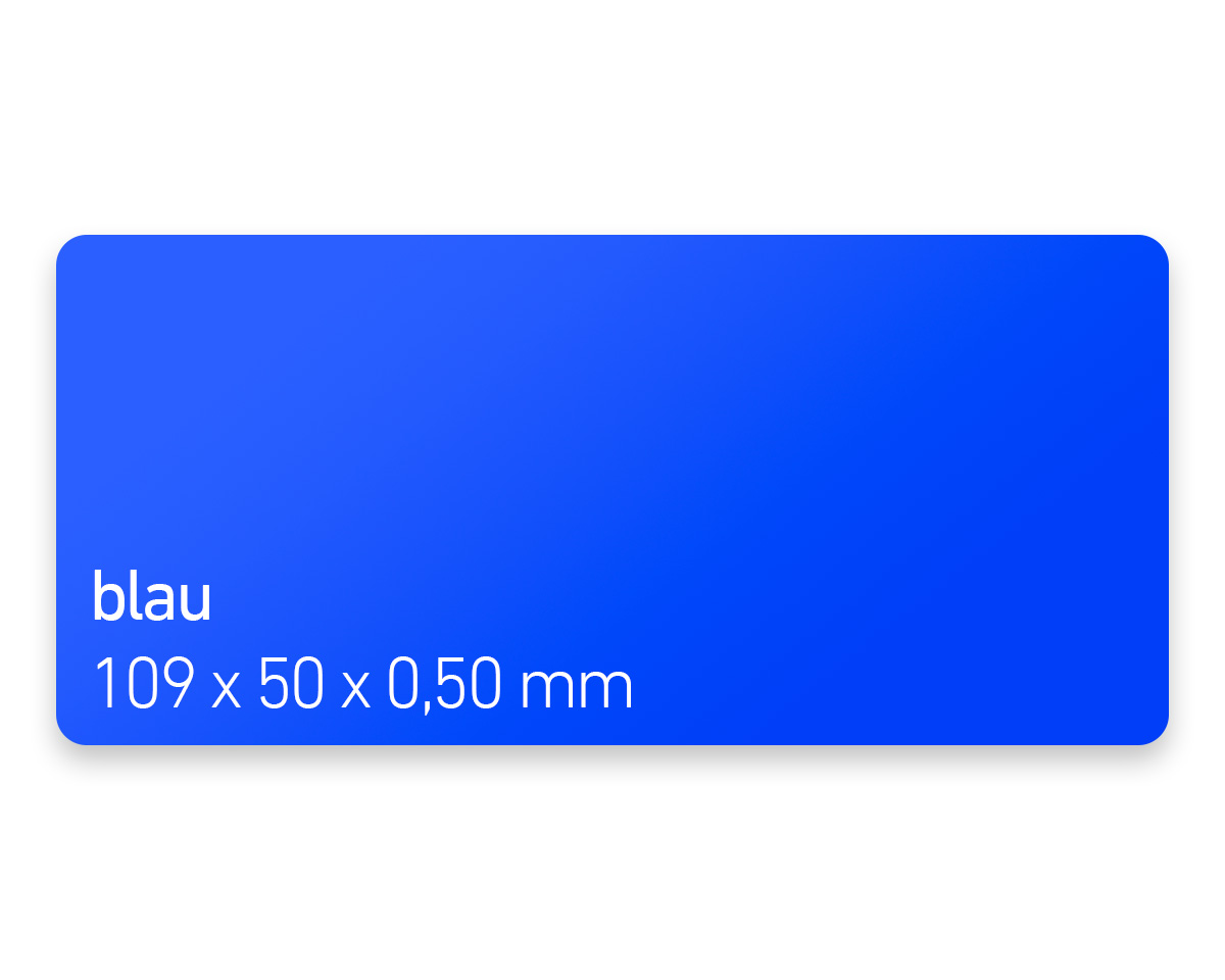 Plastikkarten, 109 x 50 x 0,50 mm, blau, 450 Karten pro Pack