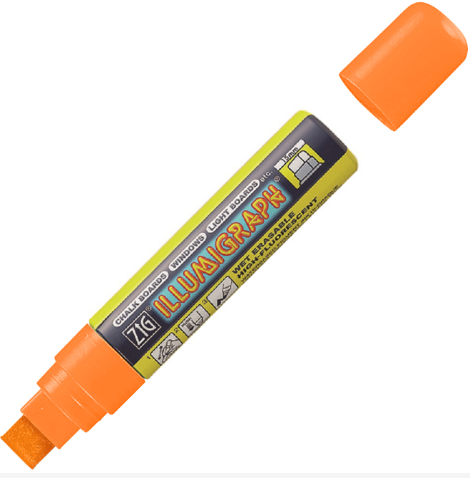 Kreideschreiber, 6 x 15 mm breit, orange