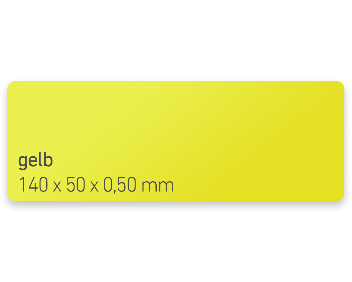 Plastikkarten, 140 x 50 x 0,50 mm, gelb, 450 Karten pro Pack