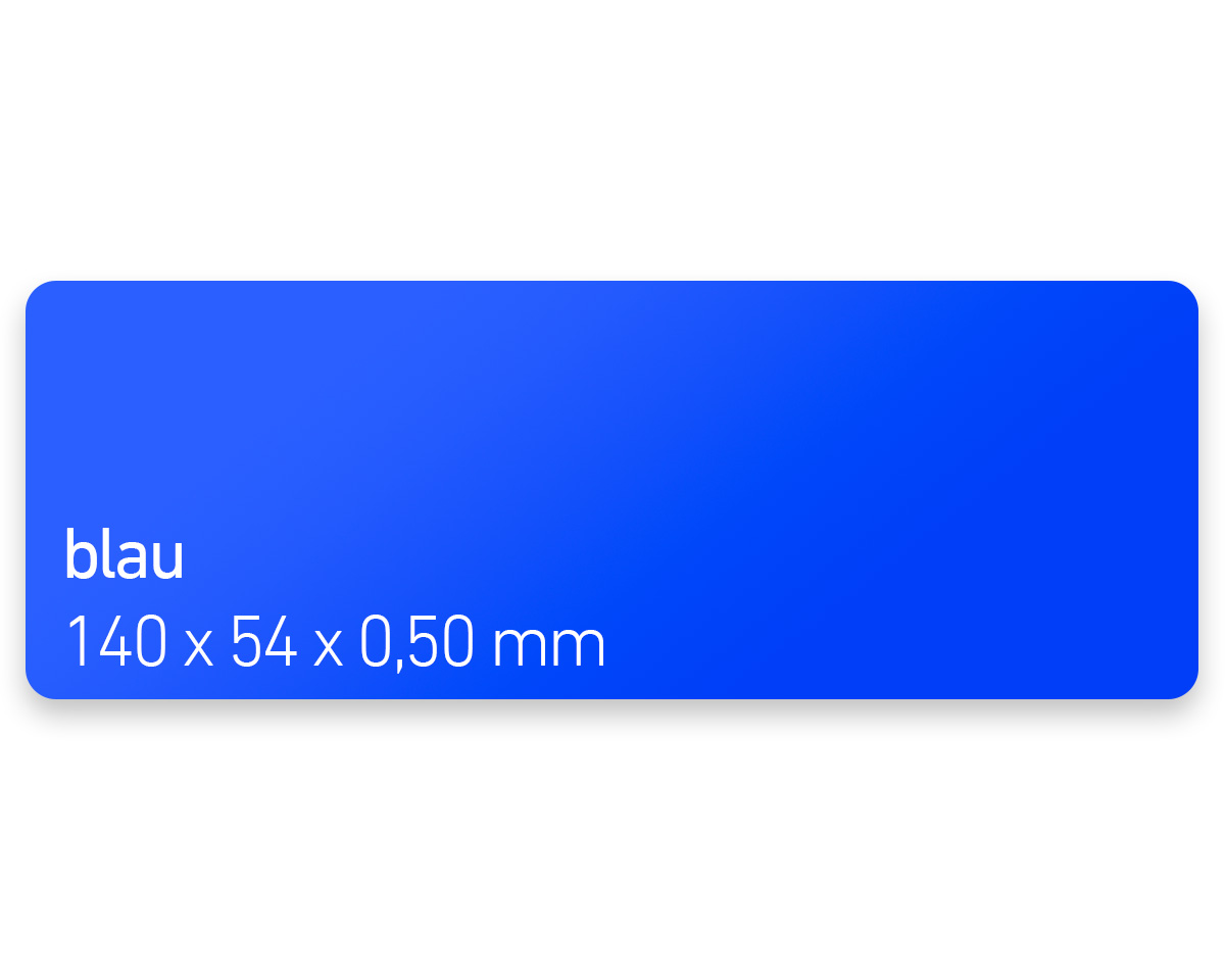 Plastikkarten, 140 x 54 x 0,50 mm, blau, 450 Karten pro Pack