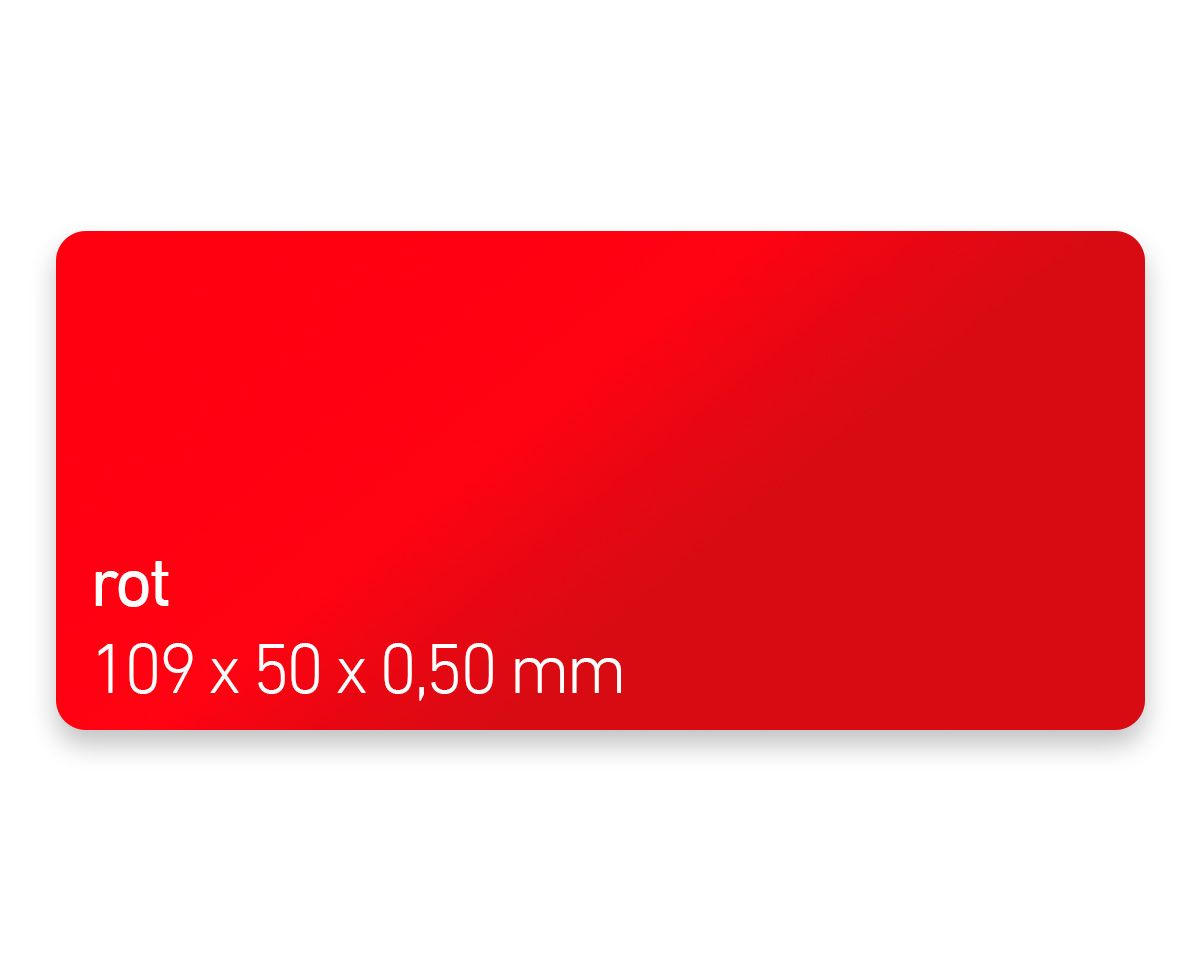 Plastikkarten, 109 x 50 x 0,50 mm, rot, 450 Karten pro Pack