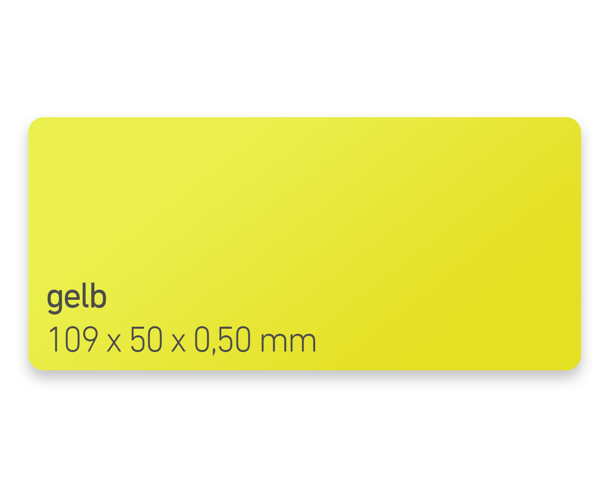 Plastikkarten, 109 x 50 x 0,50 mm, gelb, 450 Karten pro Pack