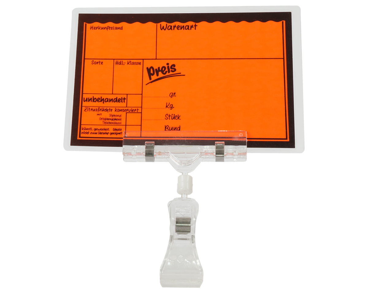 SIGN Clip Preishalter mit breiter Klammer, glasklar, Höhe 95 mm, Breite 80 mm, 10 Stück pro Pack
